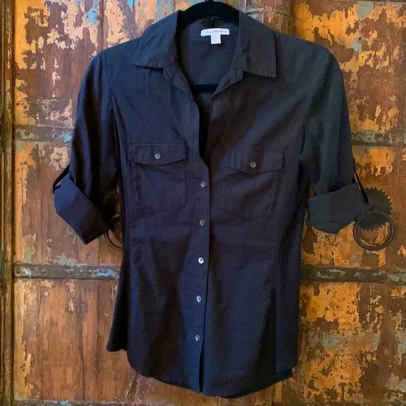 James Perse Black Button Down Shirt/Blouse - Picture 1 of 3